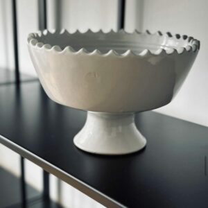 PERLA – Coupe à fruits en céramique blanche dentelée