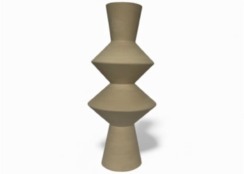 Caravane III — Sable Shiitake — Vase sculptural asymétrique