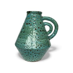 Eolia Turquoise Lagon — Vase sculptural en terre cuite