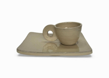 Horizon Linéaire — Tasse expresso & sous-tasse en céramique artisanale