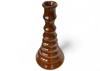 Sculptura Ombre Incandescente — Bougeoir sculptural en céramique brun lumineux