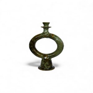 Soleya Nomade — Bougeoir artisanal vert clair & beige