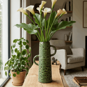 L'INCONSTANTE VERT PROFOND • Grand Vase Sculptural Céramique 40cm
