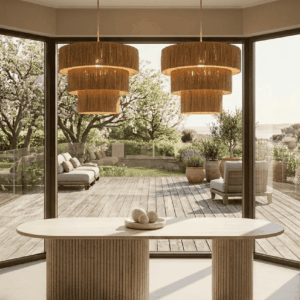SAFRA — Grande suspension en cascade de raphia