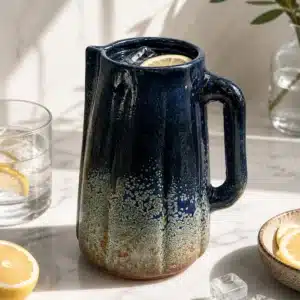 ASTÉRIA — Carafe artisanale en céramique bleu profond