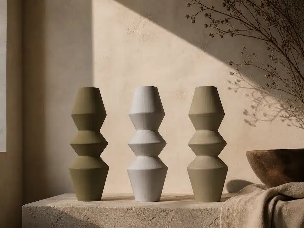 CARAVANE II (SEL BLANC) • Vase Géométrique Architectural 34cm – Image 2