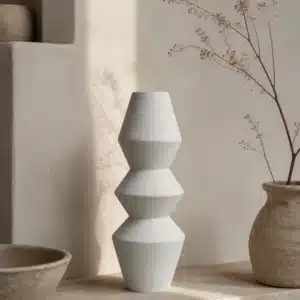 CARAVANE II (SEL BLANC) • Vase Géométrique Architectural 34cm