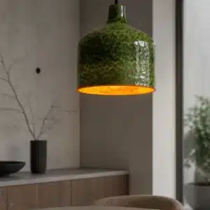 ÉMAUX VIVANTS VERT TELLURIQUE — Suspension artisanale en céramique