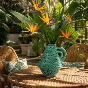 EOLIA TURQUOISE LAGON — Vase asymétrique en céramique
