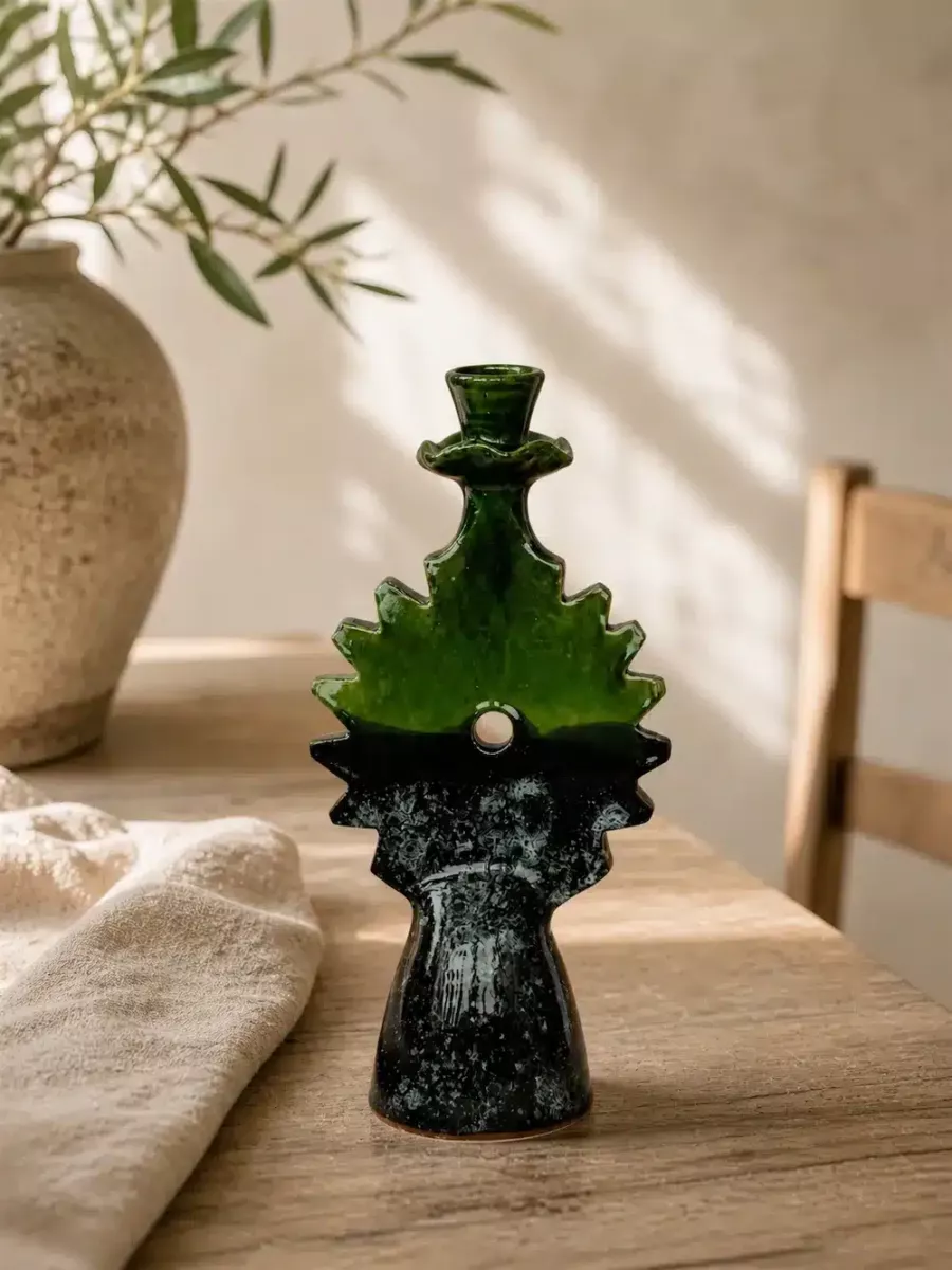 ÉTOILE DE JAD — Bougeoir en céramique vert profond