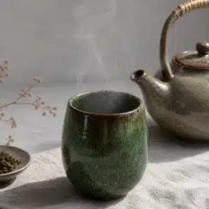 HIKARI — Grande tasse en céramique artisanale vert d'eau