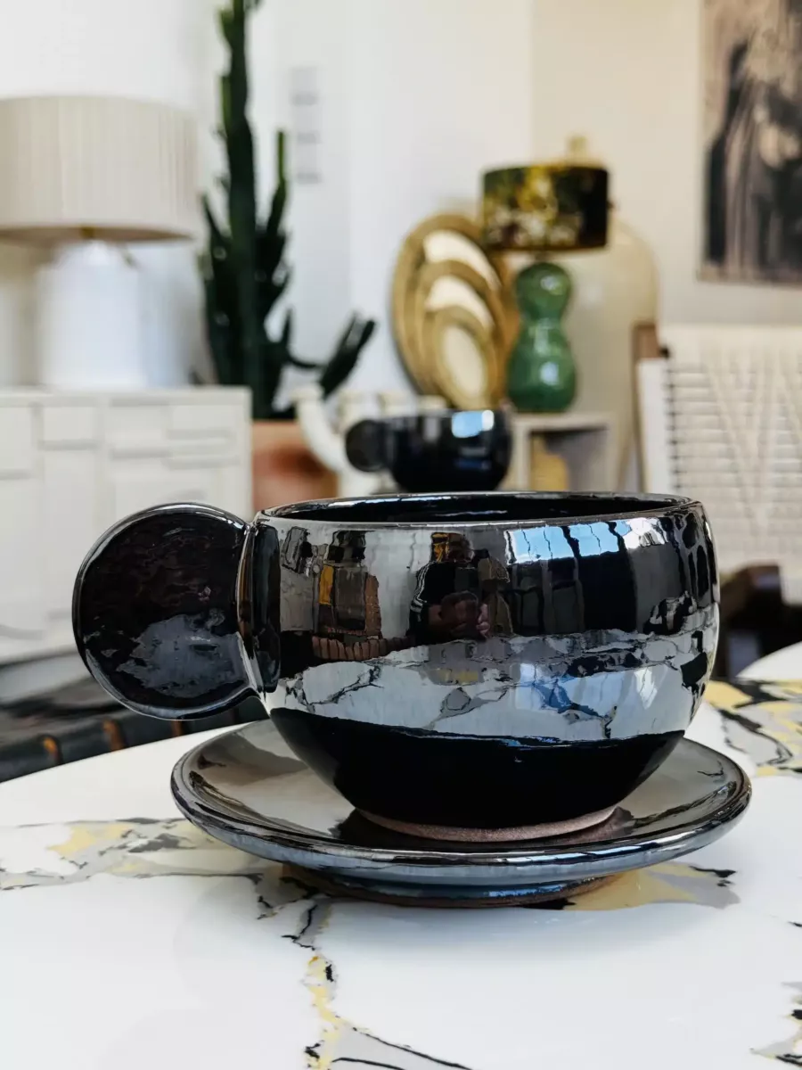 Tasse Miroir du Sud céramique artisanale métallisée – Maison Dar Anwar