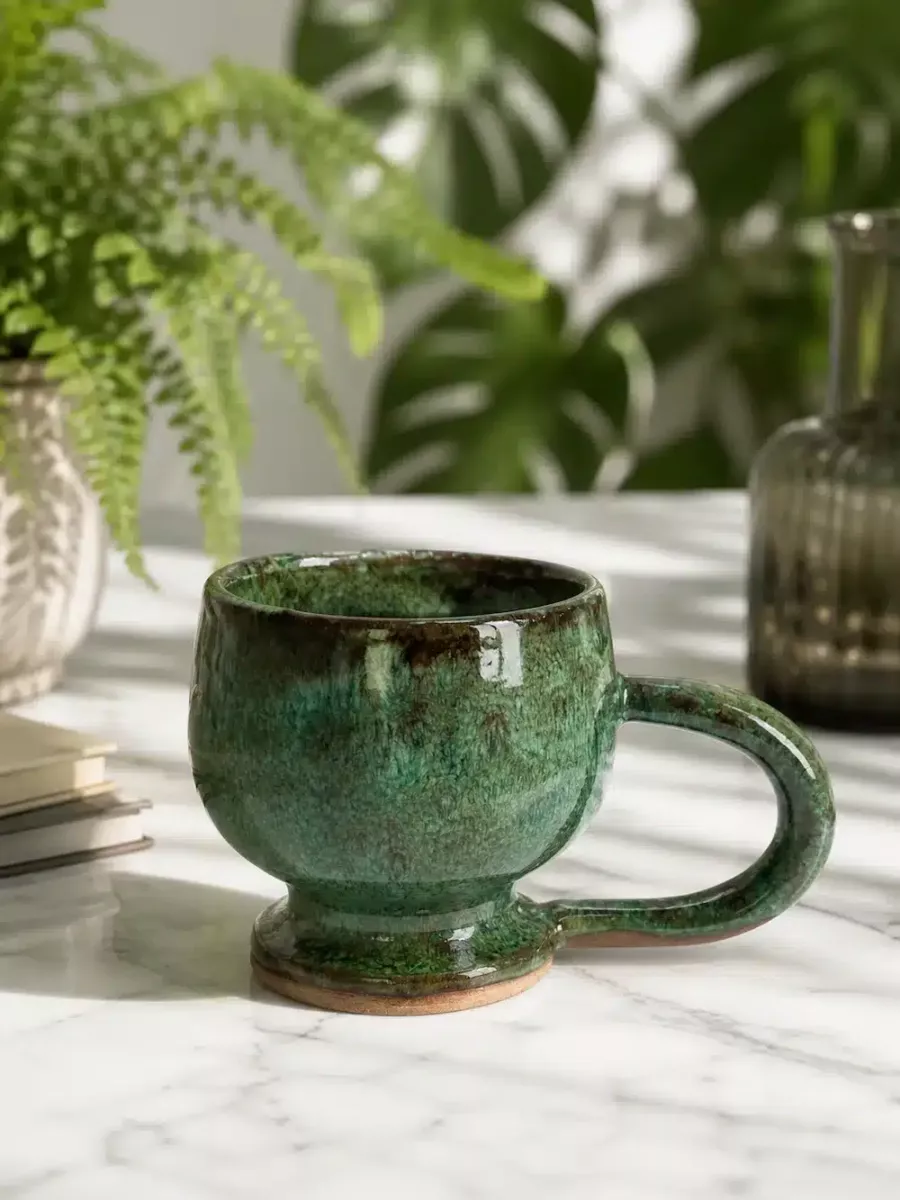 LAGUNE — Tasse en céramique artisanale vert d'eau