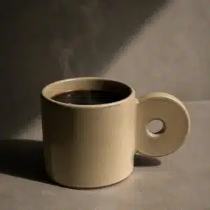 SABLE ASTRAL — Tasse artisanale beige à anse sculpturale
