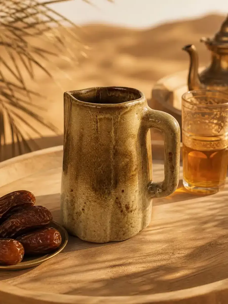 SAHRA — Carafe artisanale en céramique sable doré