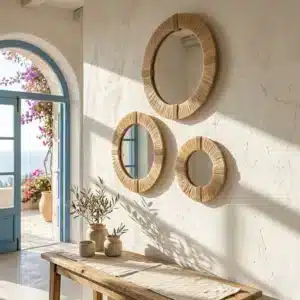CHAMS — Miroir soleil en raphia