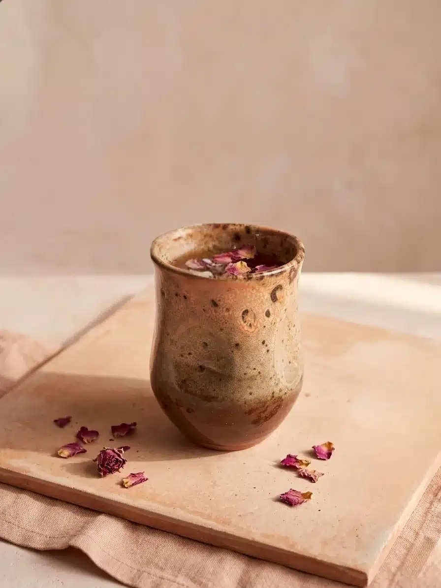 VAGUES DU DÉSERT ROSE MIEL — Tasse artisanale ondulée