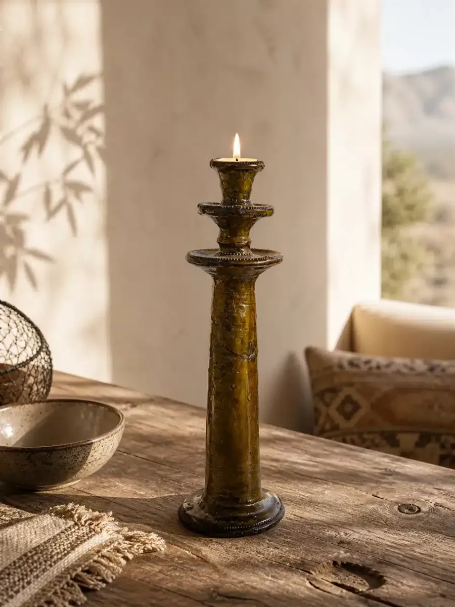 ZAGORA — Grand bougeoir en céramique de Tamegroute