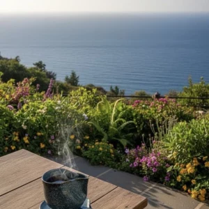 AZUR — Duo tasse & sous-tasse artisanales bleu intense