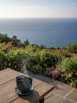 AZUR — Duo tasse & sous-tasse artisanales bleu intense