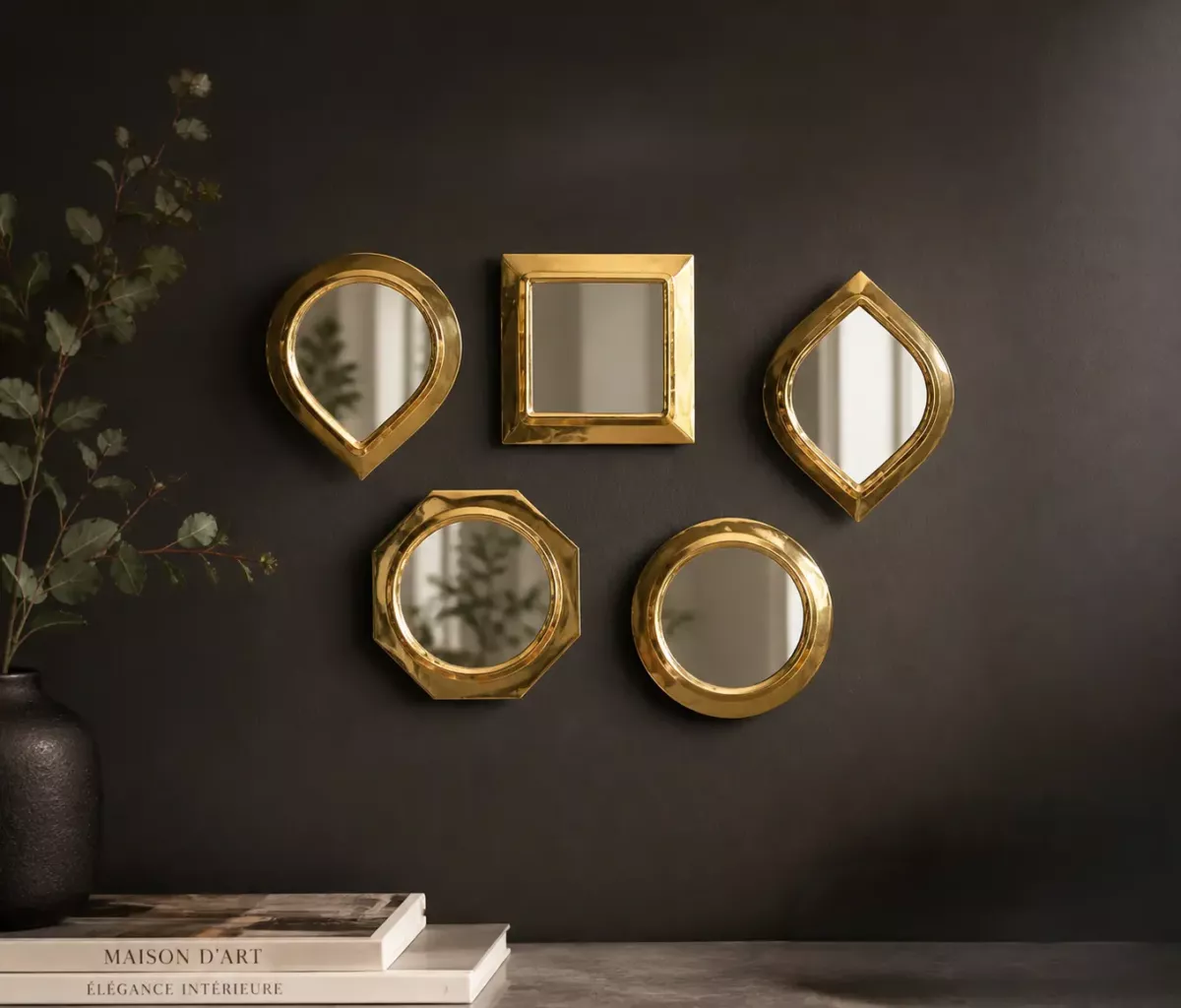 BIJOUX MURAUX — Lot de 5 mini-miroirs en laiton