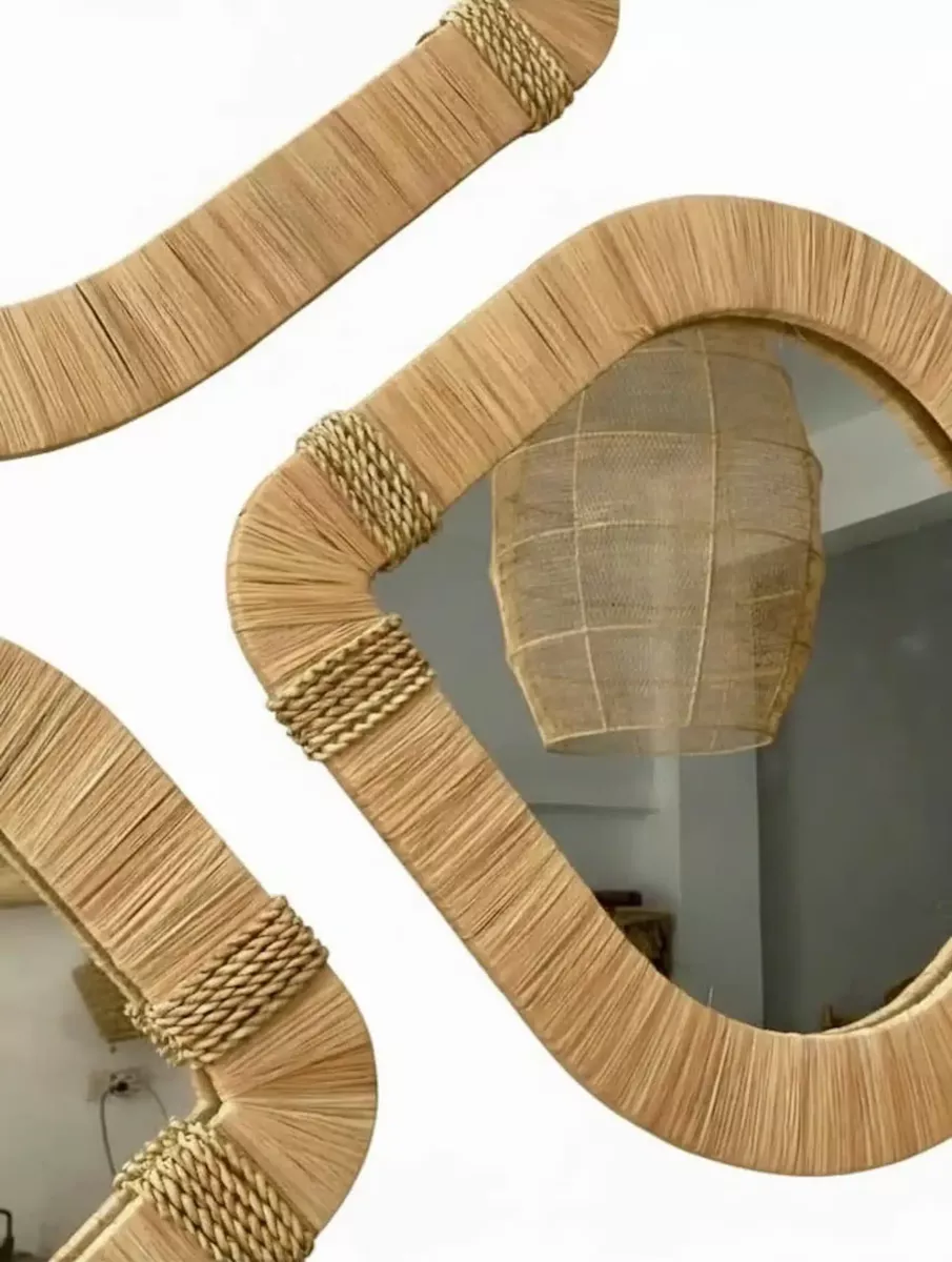 Miroirs artisanaux laiton raphia faits main – Maison Dar Anwar
