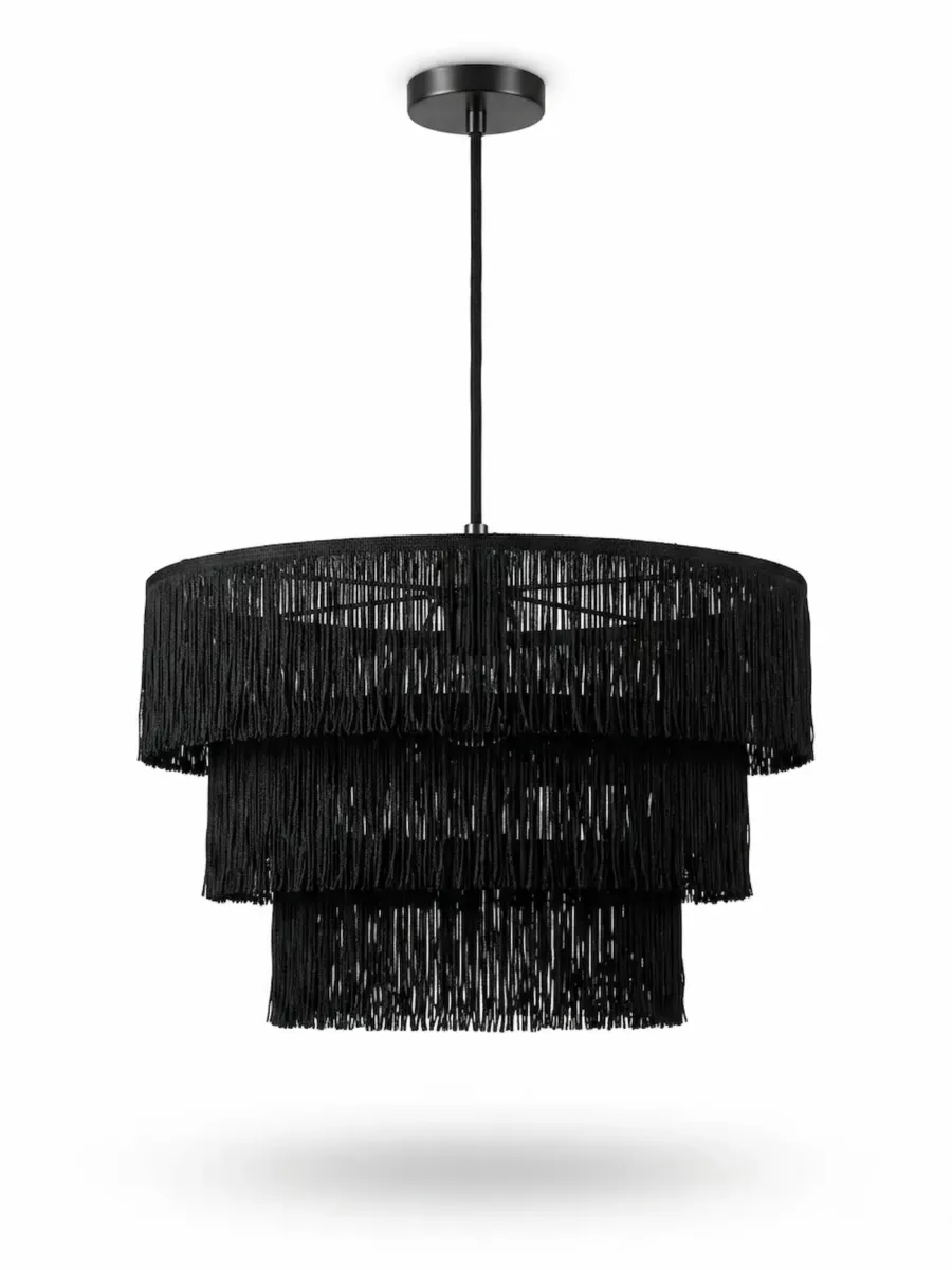 SABRA ÉBÈNE — Suspension artisanale en soie végétale noire – Image 2